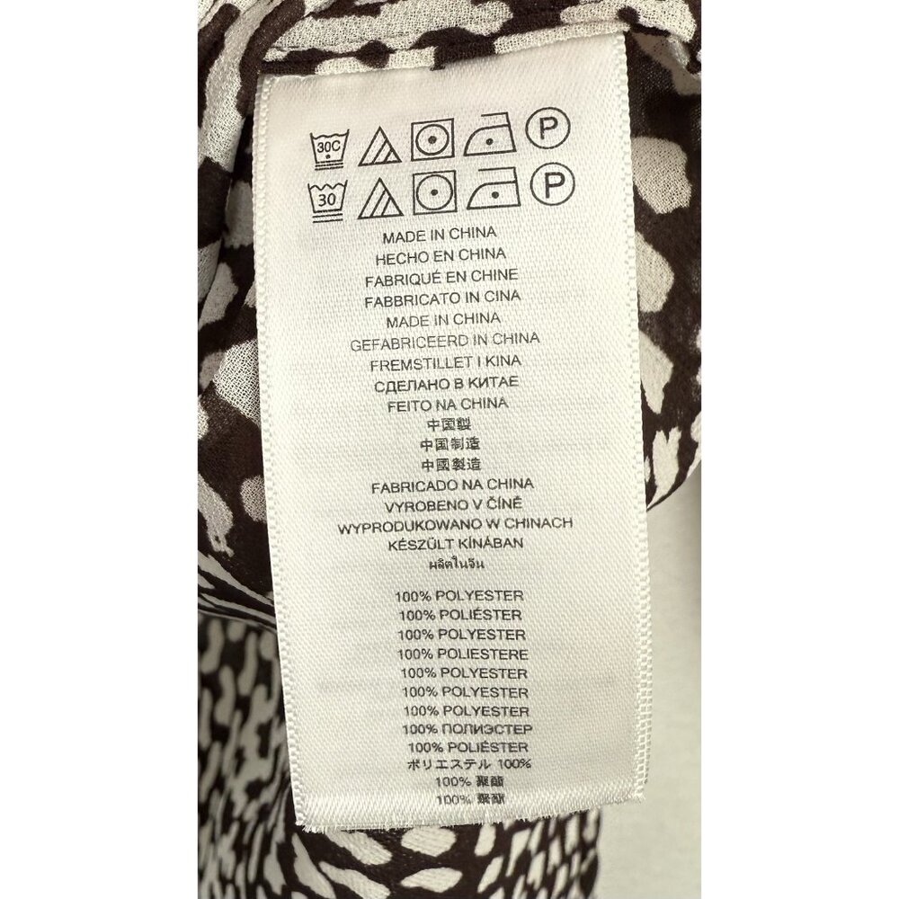 MICHAEL KORS Sheer Blouse Tunic Brown/White Roll-Tab Sleeve Button‎ Down NWT 1X - Picture 8 of 9